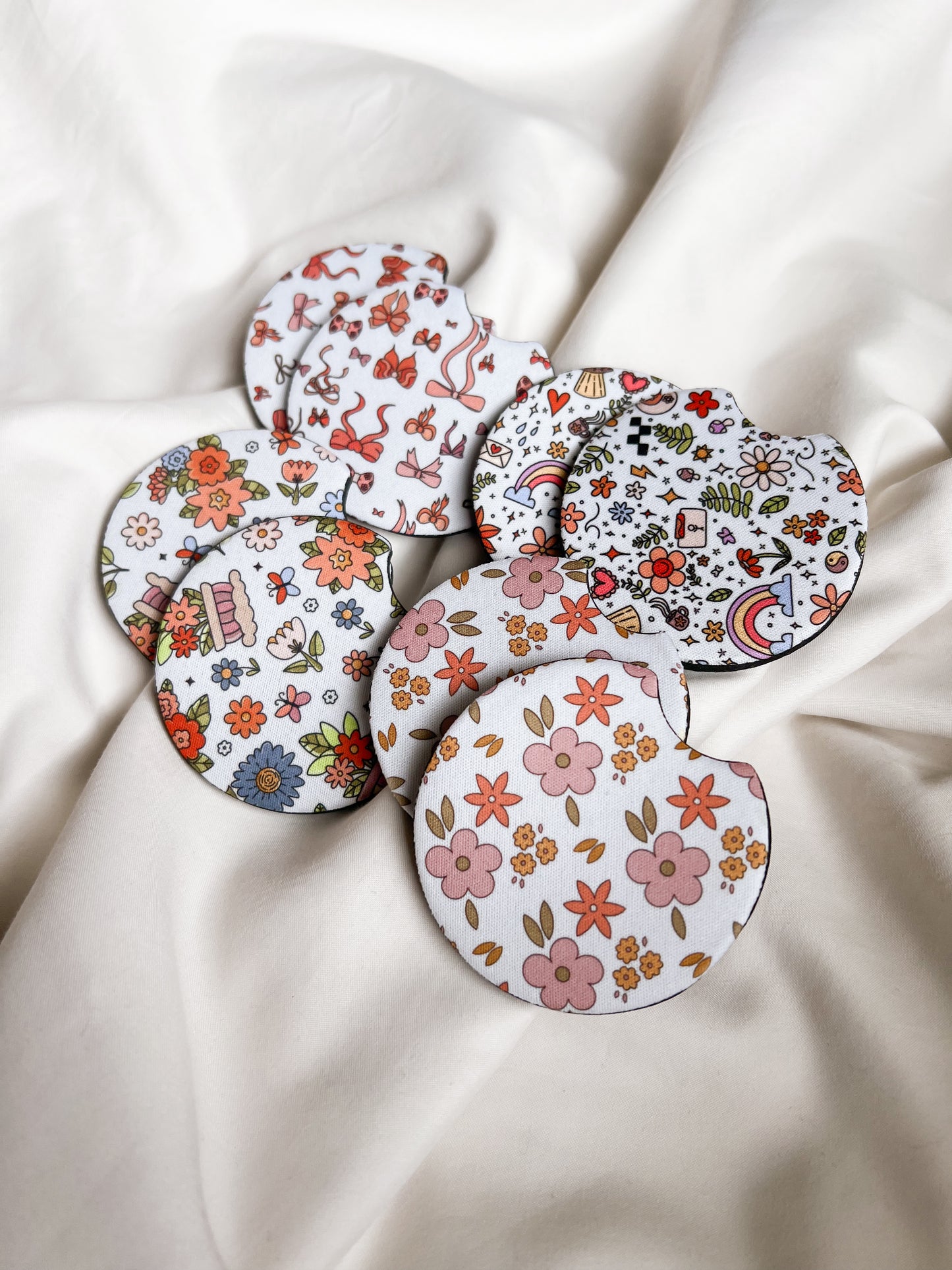 Cute Flowers Car Coasters