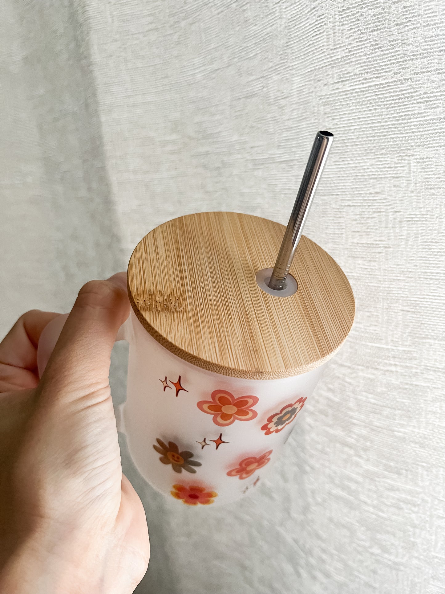 Retro Frosted Coffee Mug with Lid/Straw